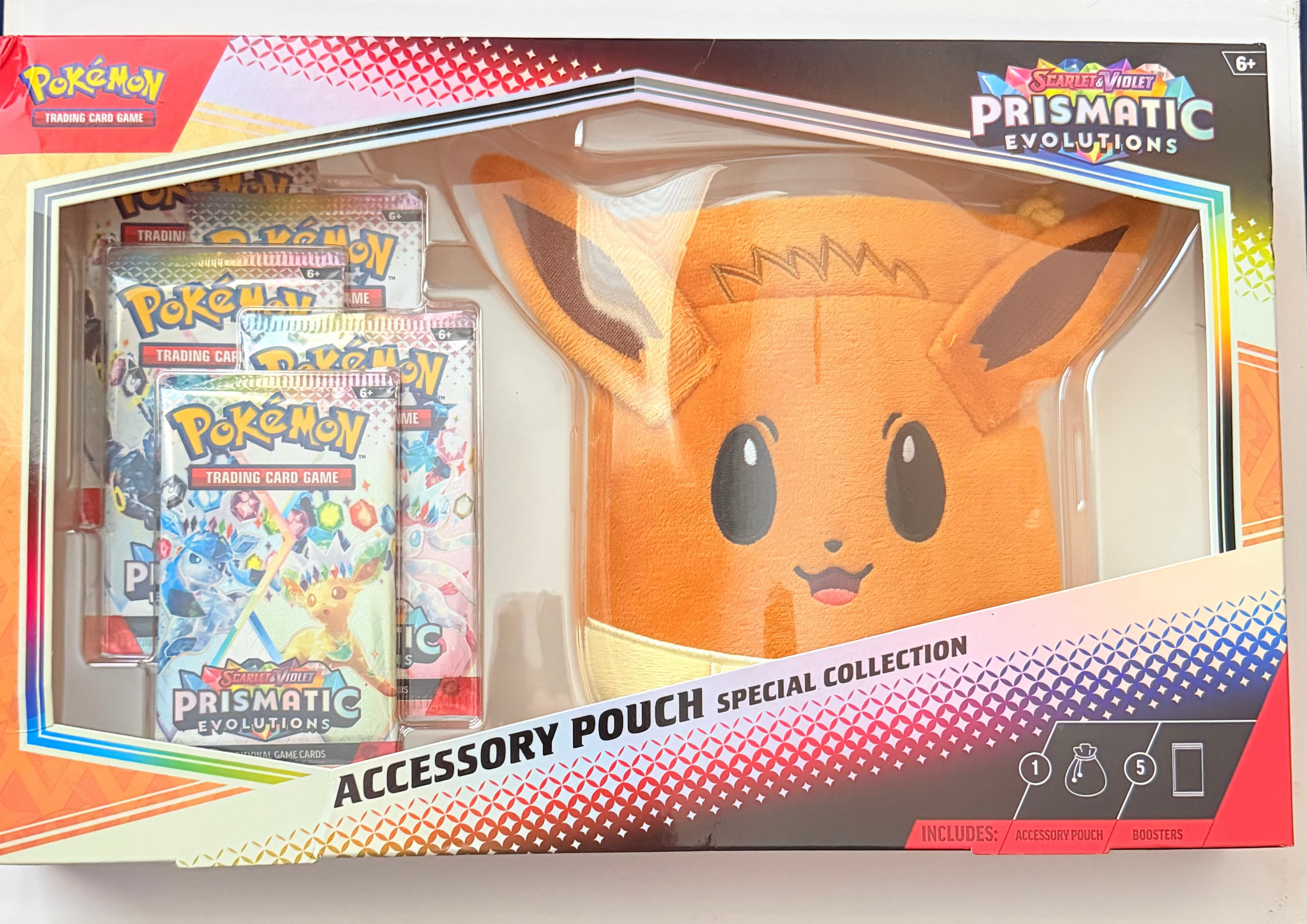 Prismatic Evolutions Eevee Accessory Pouch Collection (5 Booster Packs) - box damage