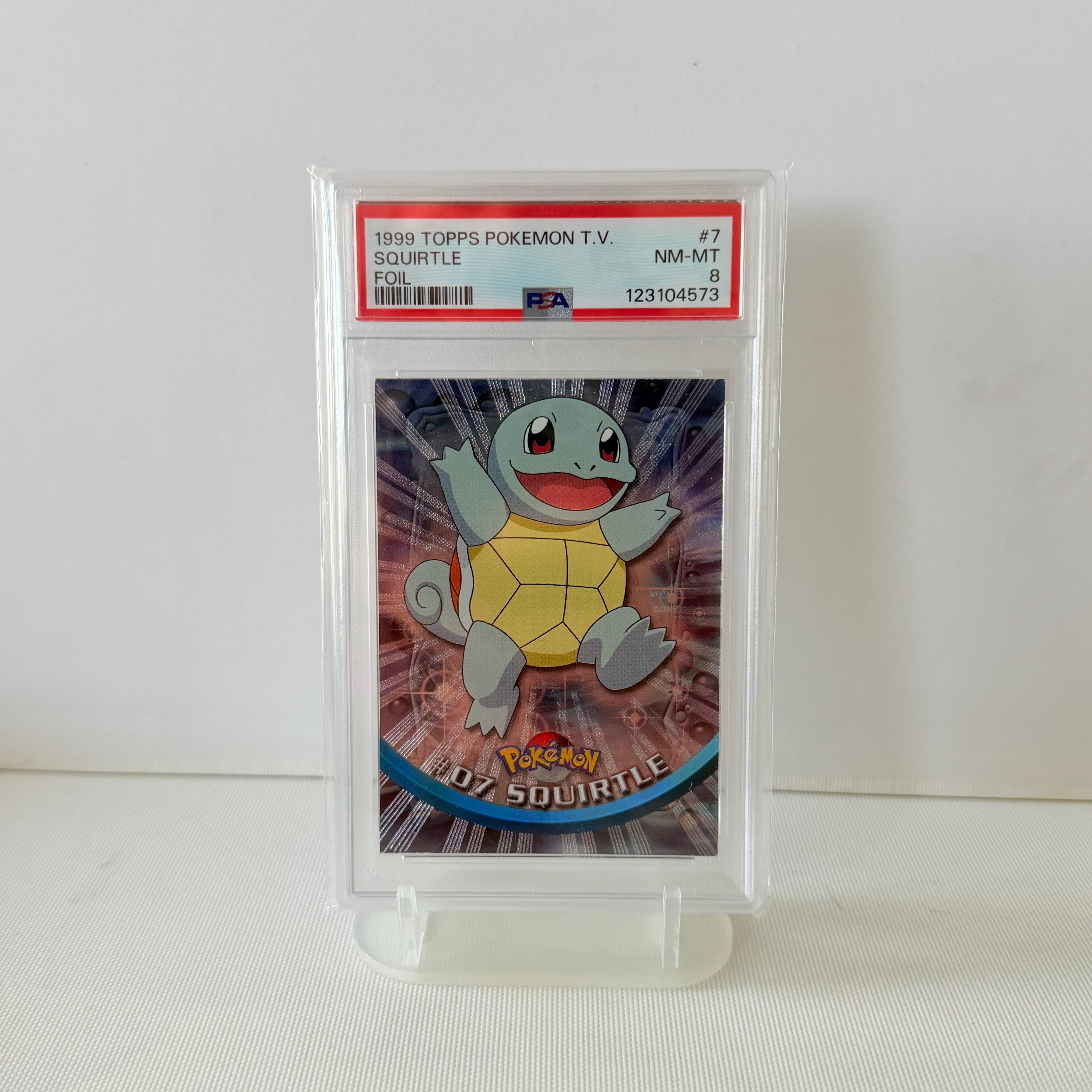 1999 Squirtle Topps Foil (PSA 8)